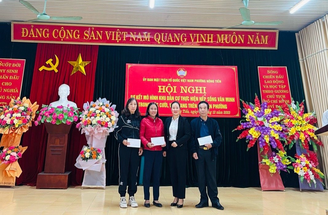 Ủy ban MTTQ phường Nông Tiến và xã Lưỡng Vượng, thành phố Tuyên Quang tổ chức hội nghị sơ kết triển khai xây dựng mô hình “khu dân cư thực hiện nếp sống trong việc cưới, việc tang” năm 2023