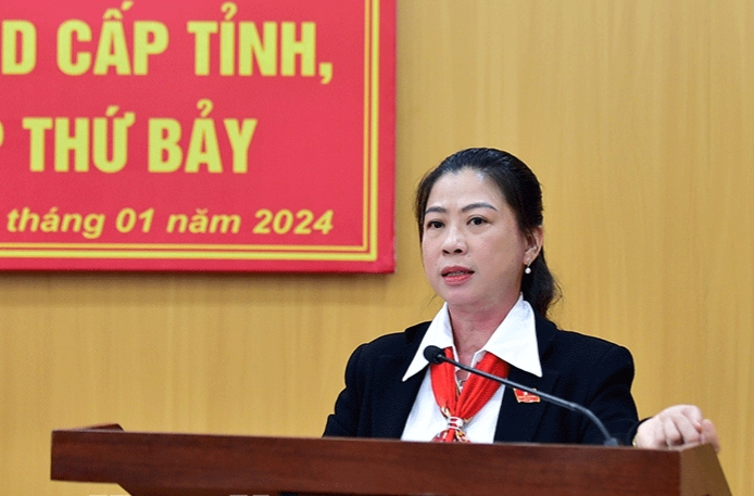 Đồng chí Lê Thị Kim Dung, Phó Bí thư Thường trực Tỉnh ủy, Chủ tịch HĐND tỉnh tiếp xúc cử tri tại huyện Hàm Yên