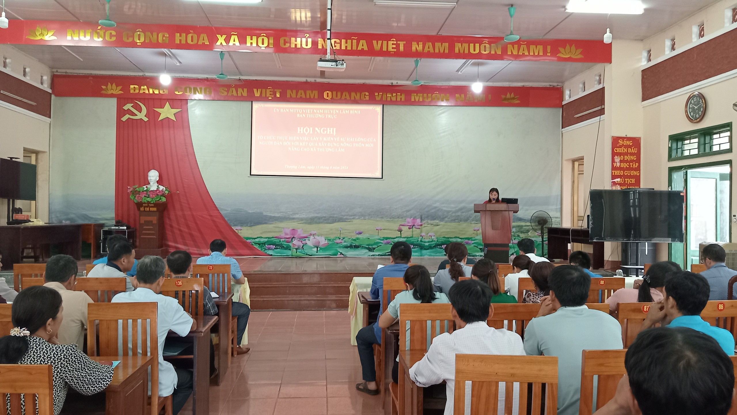 Uỷ ban MTTQ huyện Lâm Bình phối hợp tổ chức Hội nghị triển khai lấy ý kiến về sự hài lòng của người dân về xây dựng nông thôn mới nâng cao
