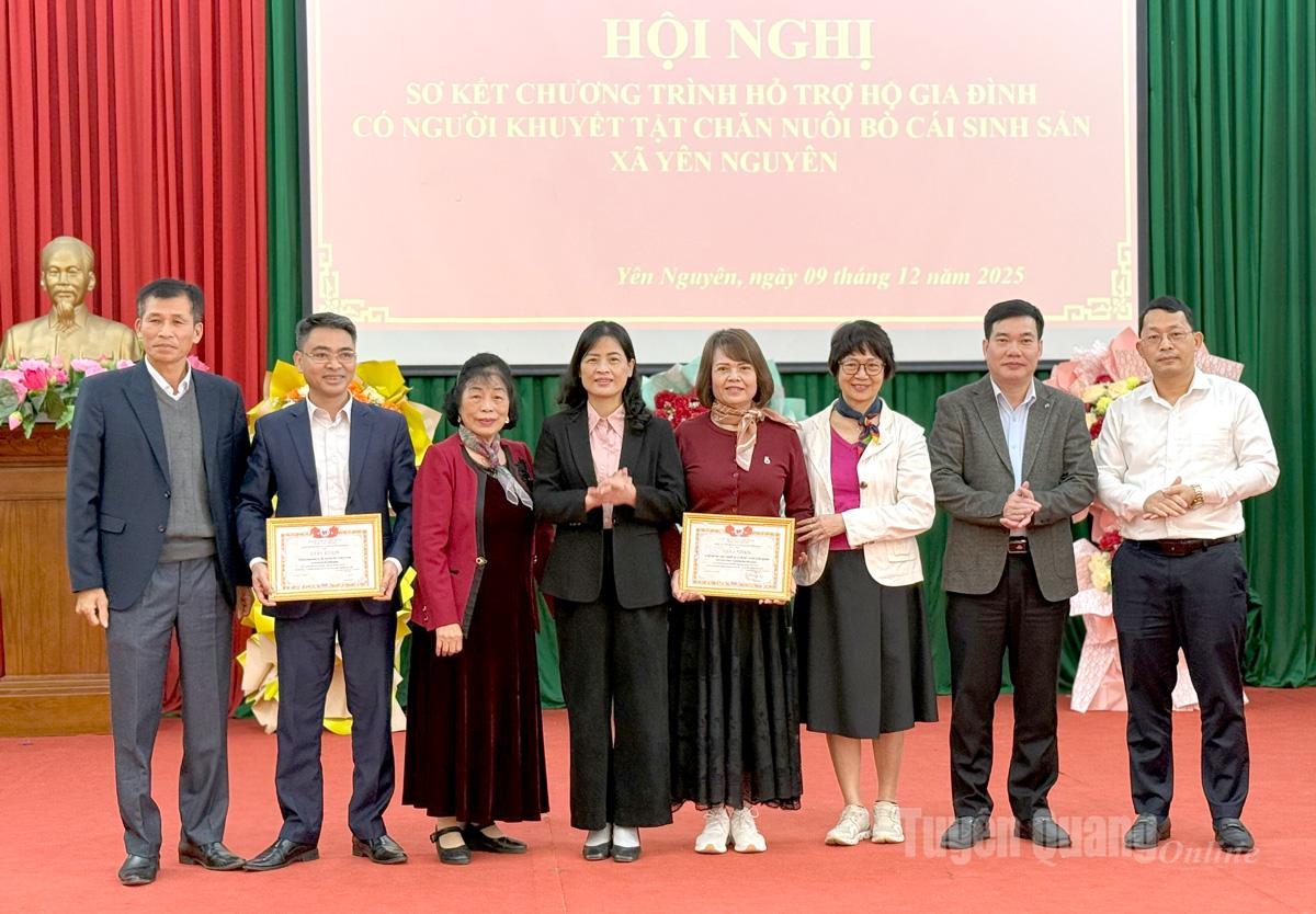 Sơ kết Chương trình hỗ trợ gia đình có người khuyết tật tại xã Yên Nguyên chăn nuôi bò cái sinh sản năm 2025