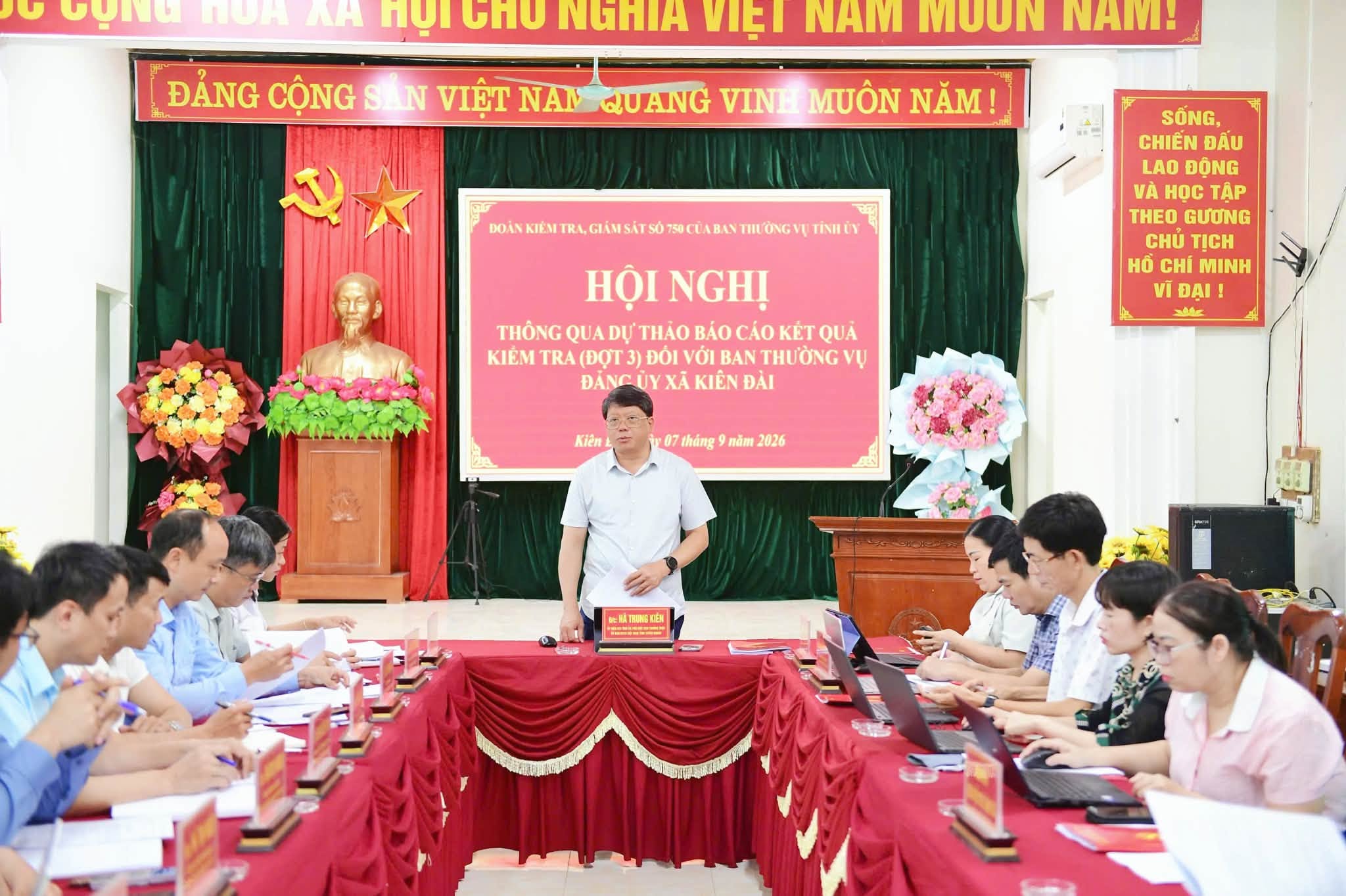 Đoàn kiểm tra, giám sát số 750 của Ban Thường vụ Tỉnh ủy làm việc với Ban Thường vụ Đảng ủy xã Tri Phú, Kim Bình, Kiên Đài