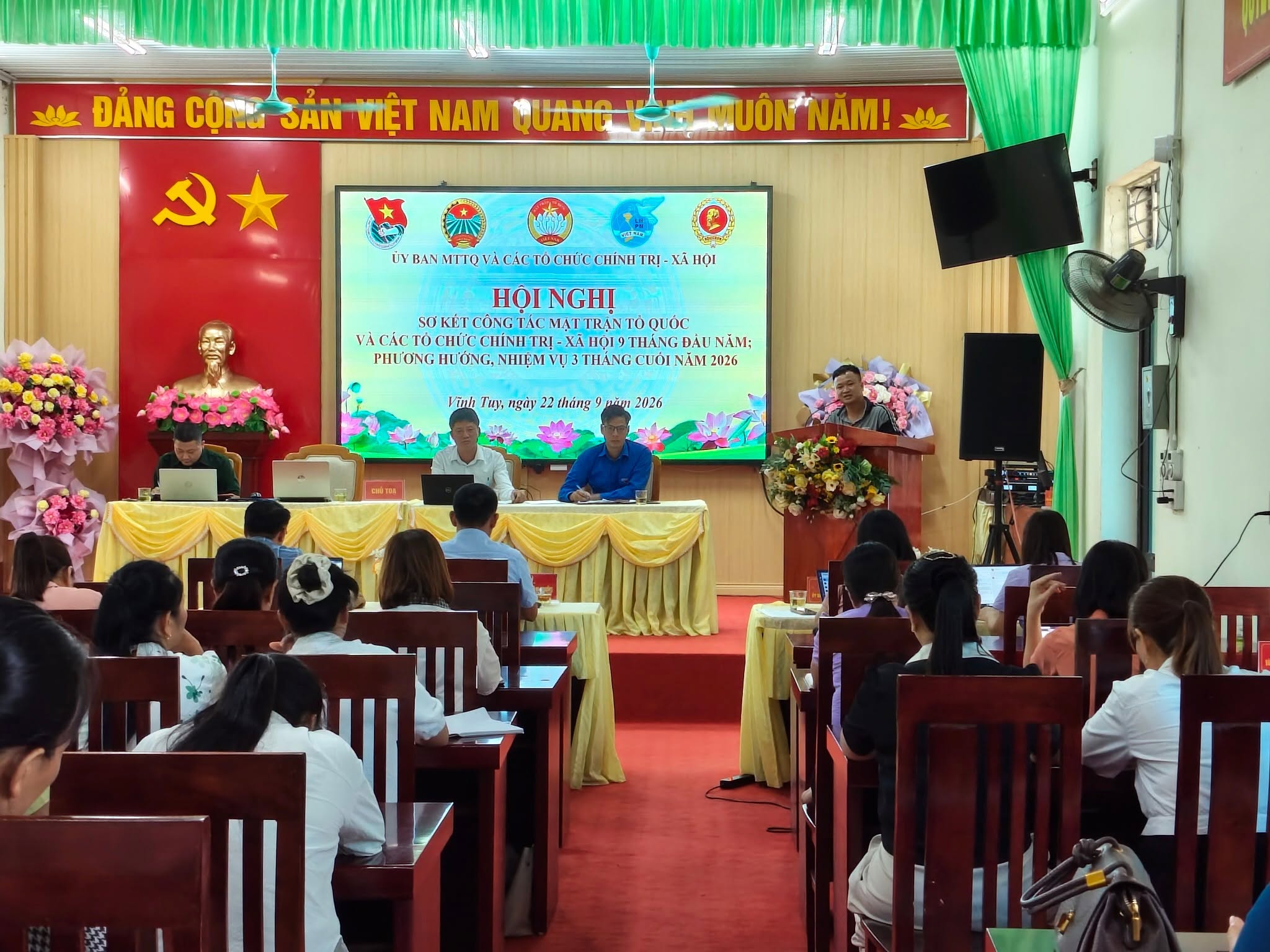 XÃ VĨNH TUY: SƠ KẾT CÔNG TÁC MẶT TRẬN VÀ CÁC TỔ CHỨC CHÍNH TRỊ - XÃ HỘI 9 THÁNG ĐẦU NĂM 2026